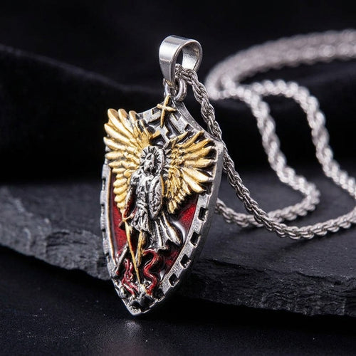 Archangel Michael Shield Pendant Necklace
