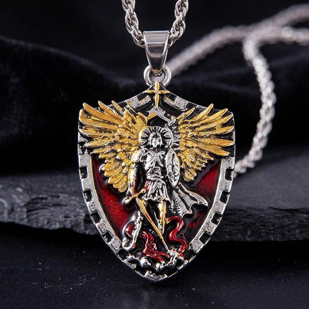 Archangel Michael Shield Pendant Necklace